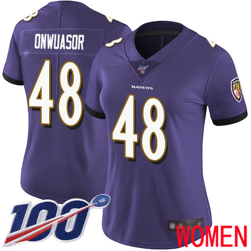 Baltimore Ravens Limited Purple Women Patrick Onwuasor Home Jersey NFL Football 48 100th Season Vapor Untouchable